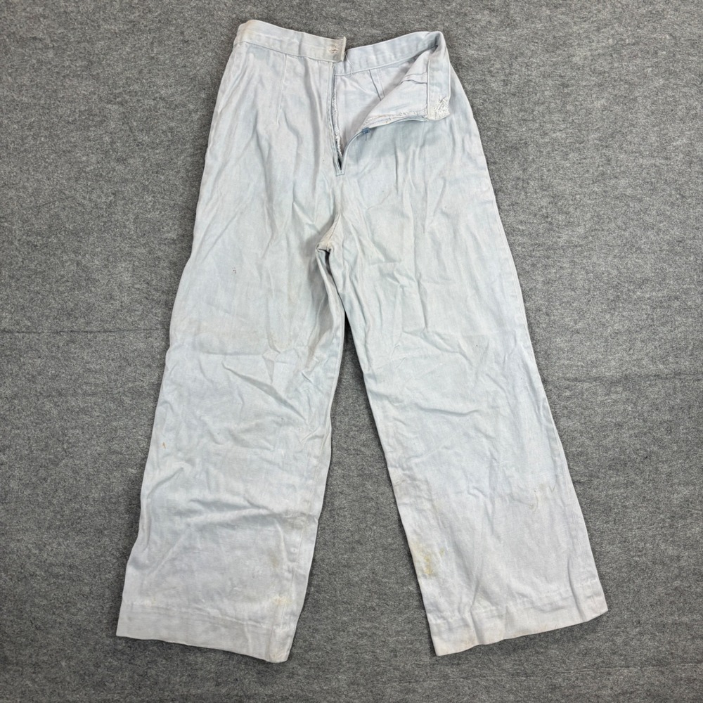 Vintage 60s 70s Bell Bottoms Light Blue High Waisted Wide Leg Pants 28x28